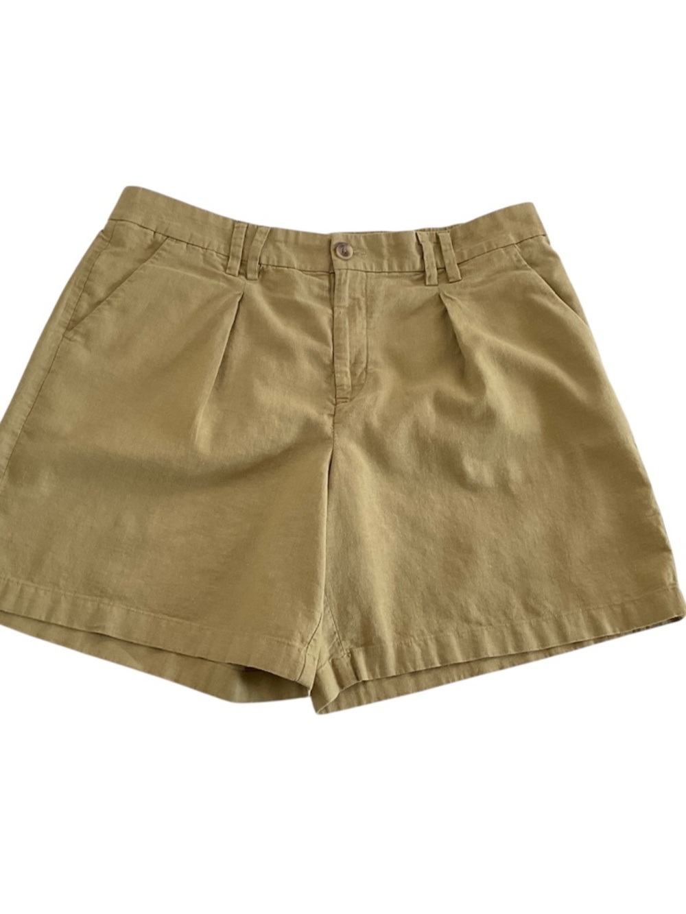American Eagle Linen Blend Pleated Shorts Sz 14 Olive Green Earthy Granola Girl
